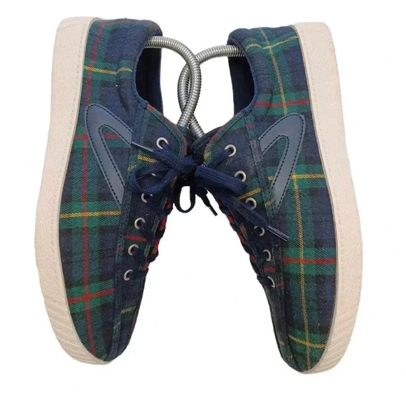 Tretorn Tartan Green Plaid Lace Up Sneakers Size 10 - Picture 4 of 11